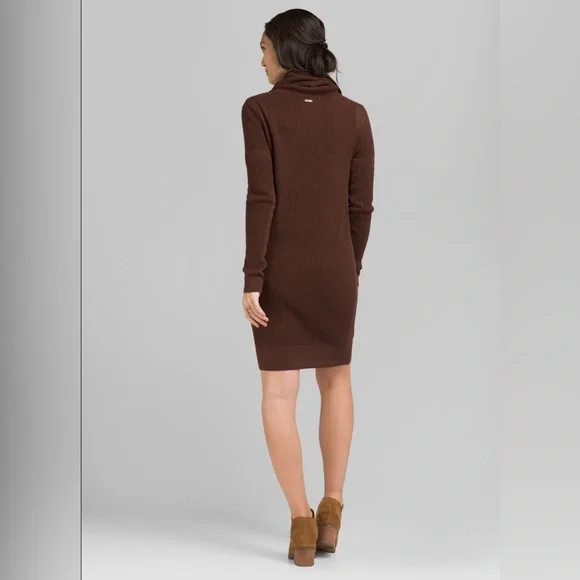 Prana 100% Organic Cotton Masina Cocoa waffle Henley Cowl Neck Dress Excellent - Picture 2 of 4